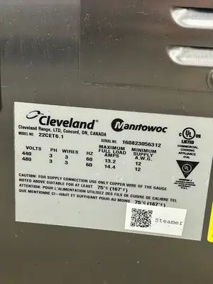 Cleveland 22-CET6.1 (6 Pan) Electric 440-480v 3ph Steamer Refurbished