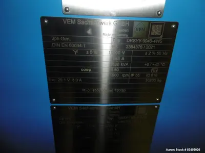 Unused VEM DRSYY 9040-4WS10000 Synchronous Generators – 9,500 kVA Power Generation Package (Quantity 2)
