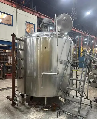 Kettle, 1,500 Gallon, Stainless Steel, Half-Pipe Jacketed, Mojonnier, #5991813