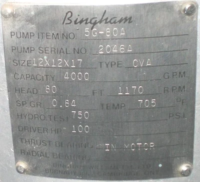 NEW SULZER BINGHAM 12X12X17 CVA