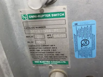 Used S&C 147423R4-P1 Switchgears British Columbia CA | Lenmark #835834