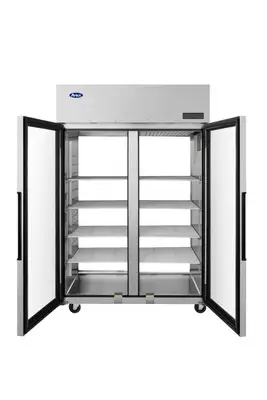 New | in-Stock Atosa New Atosa PLUS-R2-GS-S-PT Two Section Pass-Thru Refrigerator - Glass Front Doors & Solid Rear Doors Display Refrigerators Illinois US | Falcon Restaurant Supply #1373635
