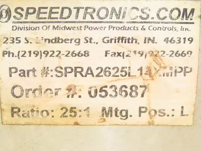 Electra EL-BM-826-25-L-140 Speedtronics Gearbox 25:1 Reducer 70rpm 140TC LH