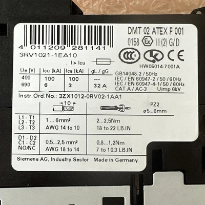 New | in-Stock Siemens 3RV1021-1EA10 Contact Blocks | J&J Industrial Supply #545812