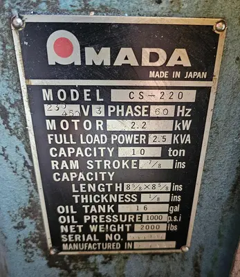 USED 1985 AMADA CS-220