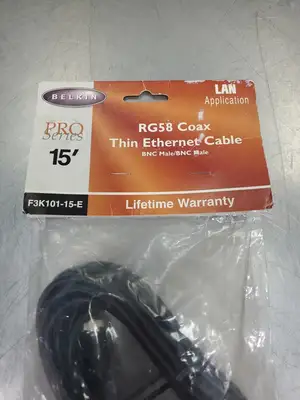Belkin F3K101-15-E Pro Series RG-58 Coax Thin Ethernet Cable, 15' 5C-29