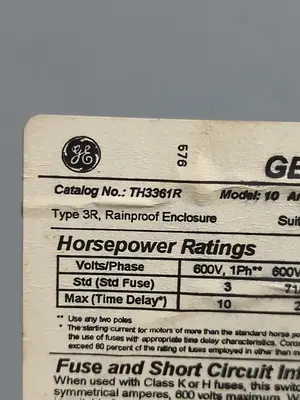 Used GE TH3361R Miscellaneous Equipment (Electrical & Power) Ohio US | Surplus Asset Holdings #1237688