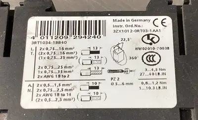 USED Siemens 3RV1031-4EA10 Circuit Breaker w/2 Accessory Modules