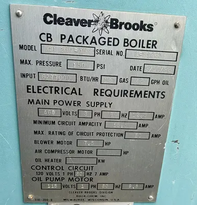 USED 1992 CLEAVER BROOKS CB-200-150