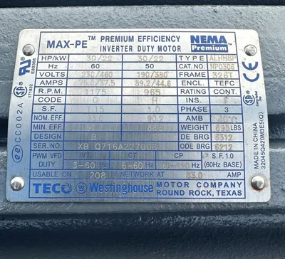 NEW TECO WESTINGHOUSE 30 HP