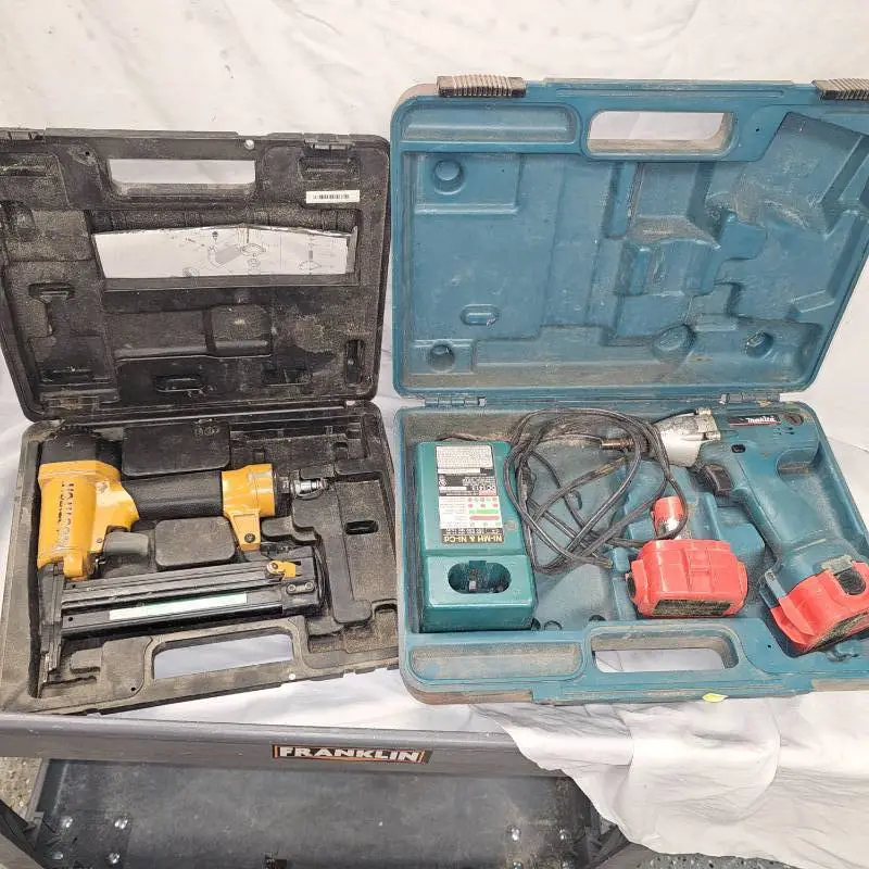Makita Impact Driver Kit, 2 Batteries, charger and Bostich Air Crown Stapler
