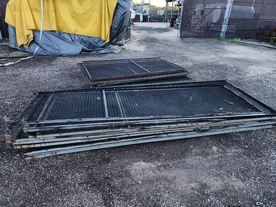 Woven Wire Tool Crib Security Fencing System w/Twin Accordion Gate Doors