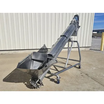 Used Stainless Steel Incline Screw Auger Conveyor 9" x 11'