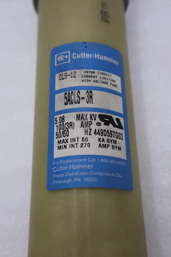 Cutler Hammer CLS-12/ 5ACLS-3R High Voltage Fuse 100(3r) NEVER USED SURPLUS H912