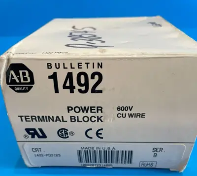 A / B 1492-PD3163 TERMINAL POWER BLOCK SER. B 600V 1492PD3163 NEW, SURPLUS