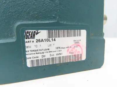 Dodge Tigear 26A10L14 Worm Gearbox 10:1 Reducer 4.8Hp 175rpm 140TC LH Output