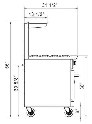 New | in-Stock Dukers New Dukers DCR36-6B 36" Gas Cooktop Range with Six (6) Open Burners Commercial Ranges Illinois US | Falcon Restaurant Supply #1376299