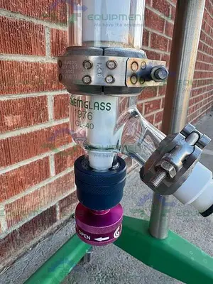 USED CHEMGLASS 30 LITER GLASS REACTOR W/ CHEMGLASS OVERHEAD 1/4 HP STIRRER