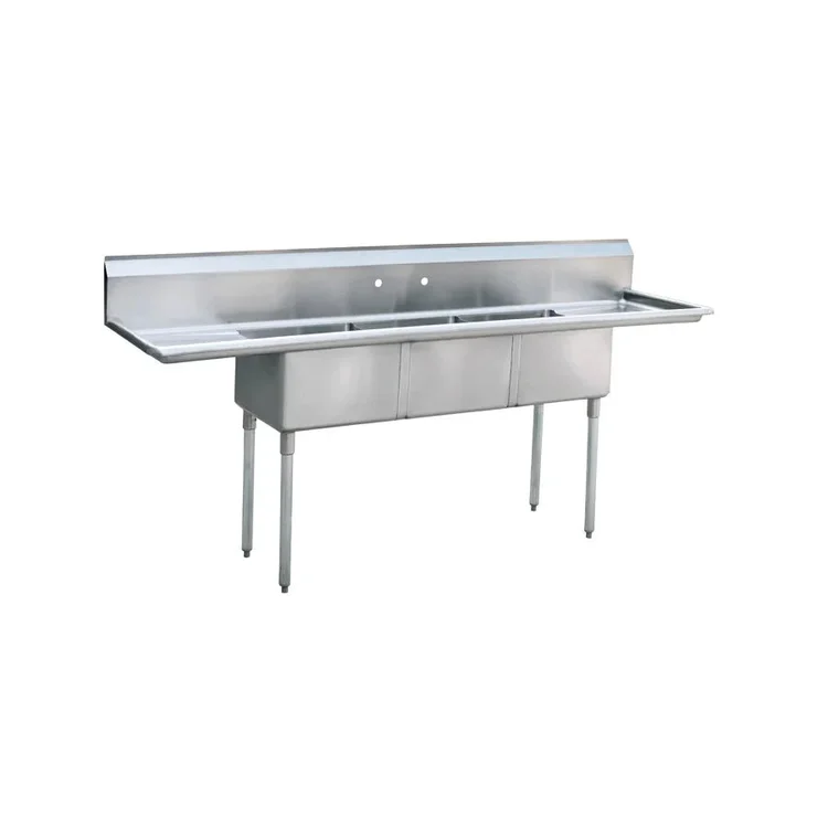 New | in-Stock Atosa New Atosa MRSA-3-D Three (3) Compartment Sink - 90"W x 24"D x 44.5"H - 19.5" Leg Sinks Illinois US | Falcon Restaurant Supply #1375453