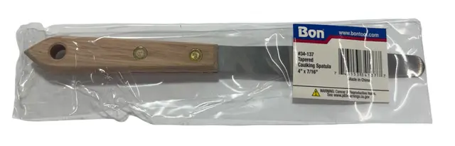 Bon Tool 4" x 7/16" Tapered Caulking Spatula, Wood Handle 34-137