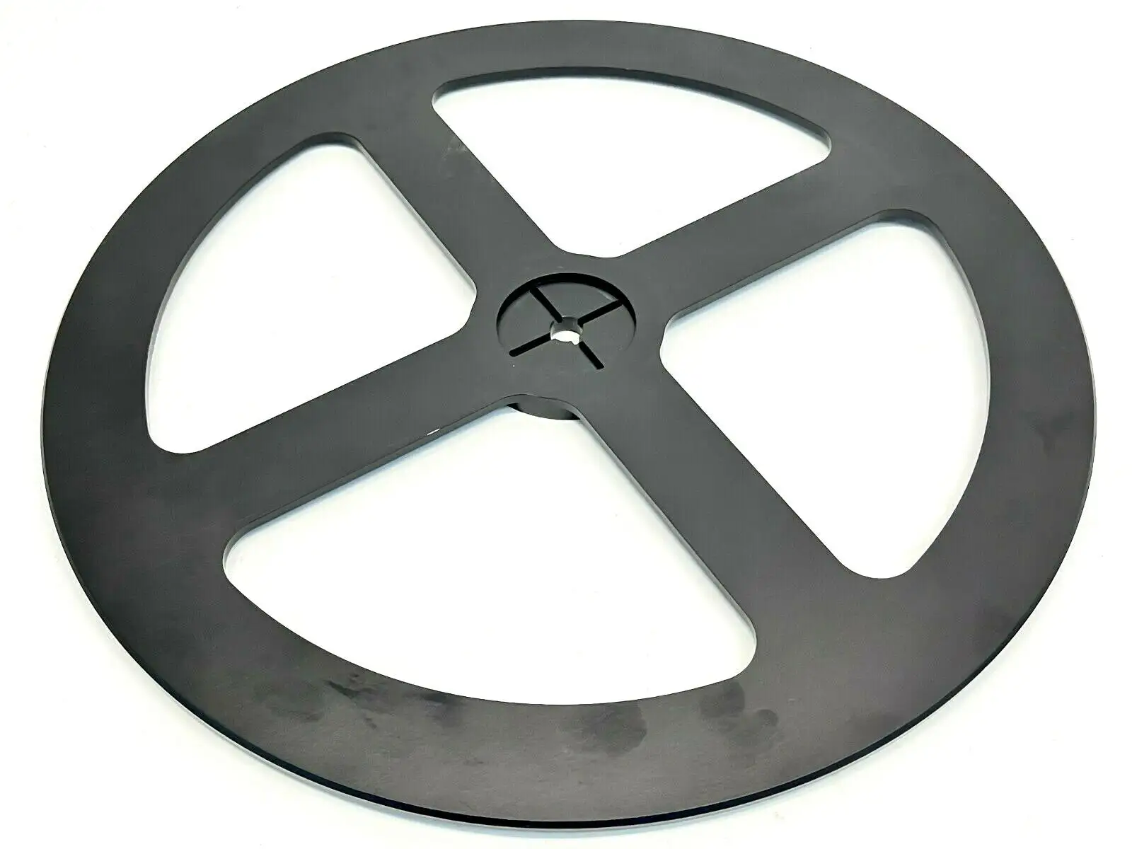 Labeler Reel Wheel 15-1/2" Diameter 1/2" Bore 3/16"-1/2" Thick Black Aluminum - Used
