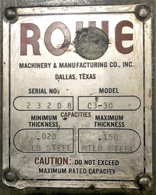 USED 1980 ROWE C3-30