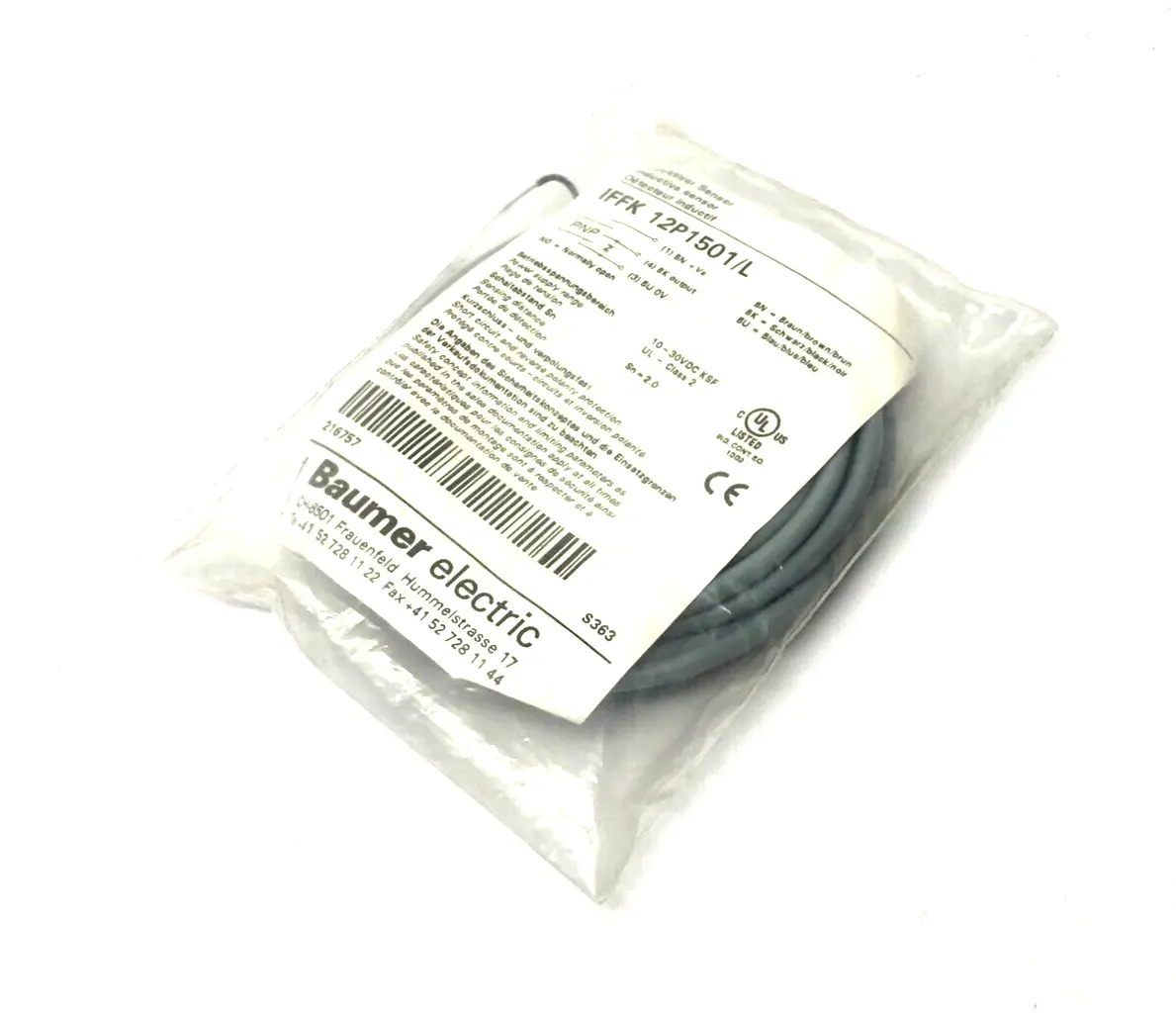 NEW BAUMER SPECIAL VERSION INDUCTIVE SENSOR 2MM PNP 10-30VDC