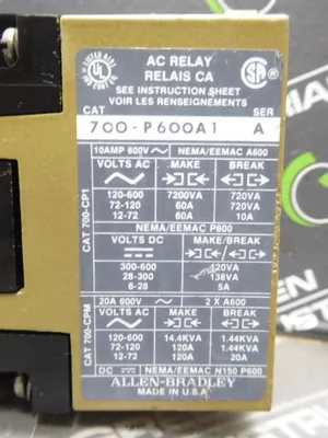 Allen Bradley 700-P600A1 AC Relay Module Series A Used