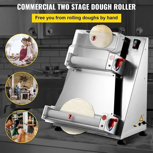 Pizza Dough Roller Sheeter, Max 16" Automatic Commercial Dough Roller Sheeter