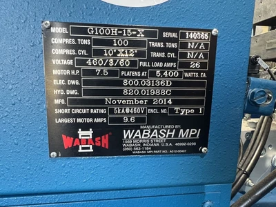 USED 2014 WABASH WABASH G100H-15-X PRESS