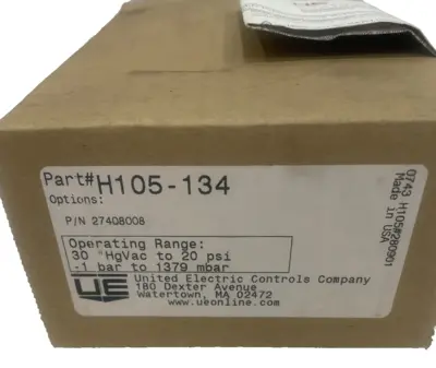 NEW UNITED ELECTRIC H105-134 PRESSURE CONTROL H105134