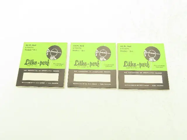 HS Boyd #811 Litho-Perf 20' Roll 8 Tooth Card Side Series Rules Lot of 3