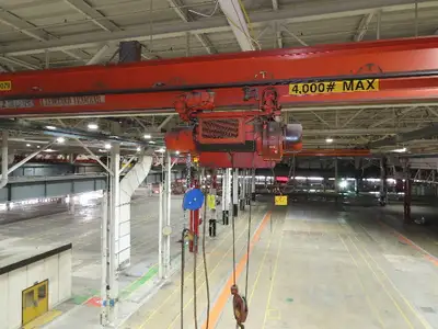 Cleveland Tramrail P&H 2 Ton Single Girder Underhung Bridge Crane 45' 10" Span