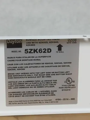New | in-Stock DAYTON 5ZK62D HVAC Parts and Equipment Ohio US | Surplus Asset Holdings #1243960