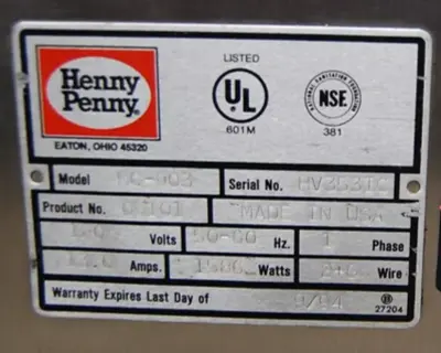 USED Henny Penny NUMBER: