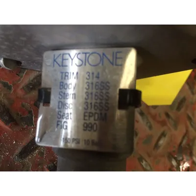 Used 3" Keystone 316 Stainless Steel Manual Butterfly Valve