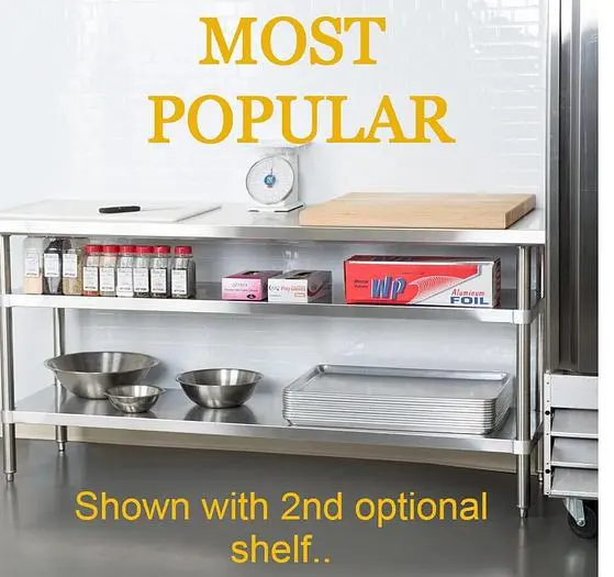 STAINLESS STEEL TABLES - SEE ALL 23 SIZES HERE -  ASST. DEPTHS 18" 24" & 30"