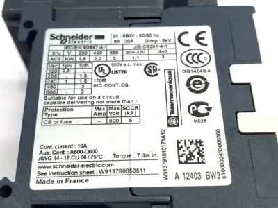 Used Schneider Electric Contactor 3P 24VDC Coil 440V 2.2kW 6A PLC Contactors Michigan US | Maverick Industrial Sales #1401926