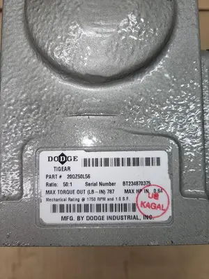 New | in-Stock DODGE TIGEAR DODGE TIGEAR RIGHT ANGLE WORM GEAR REDUCER 20QZ50L56 RATIO 50:1 *NEW - NO BOX** 56C FRAME Speed Reducers | ND Industrial Surplus #1225361