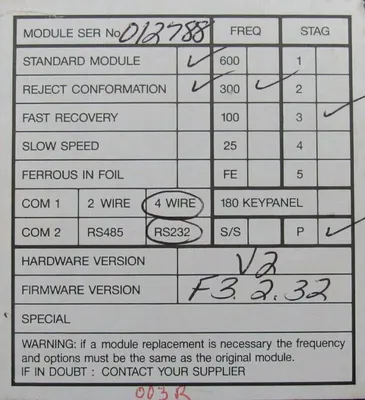 REFURBISHED SAFELINE 4500-003R CONTROLLER FW. F3.2.32 HW. V2 4500003R