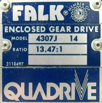NEW FALK 4307J14 QUADRIVE GEAR DRIVE 13.47:1 SHAFT 2-1/8"x4-5/8"