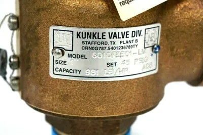 NEW KUNKLE 6010FEE01-LM STEAM RELIEF VALVE 6010FEE01LM 6010FEE01LM0045