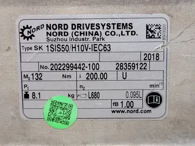 NEW 2018 NORD SK 1SIS50/H10V-IEC63