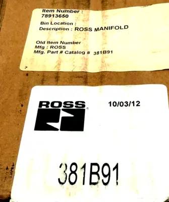 NEW ROSS CONTROLS 381B91 MANIFOLD BASE