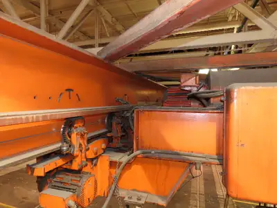 Cleveland Tramrail P&H 11 Ton Double Girder Underhung Bridge Crane 34' 10" Span