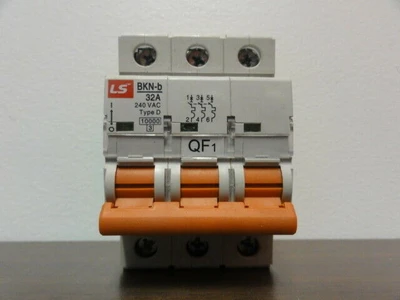 LS Breaker Model BKN-b, 32A Circuit Breaker - 3-Pole, 240 VAC, Type: D
