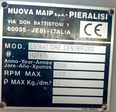 Pieralisi FP 600 RS decanter centrifuge, SS.