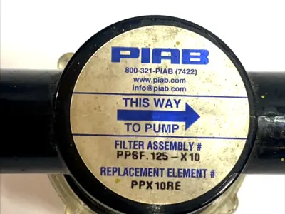 USED PIAB VACUUM FILTER 1/8" NPT 10ΜM INLINE PLASTIC HOUSING