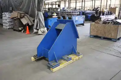18,000 Lb. x 25″ EQUIPMENT INC Single Uncoiler w/Feed Ramp, Coil Car & Back Stop