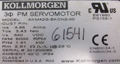 NEW KOLLMORGEN AKM42G-EKCN2-00 SERVO MOTOR AKM42GEKCN200